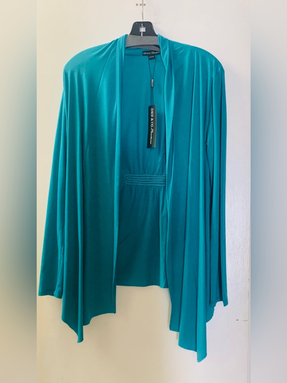 DKR Apparel Open Shrug with Convertible Sleeve-Emerald